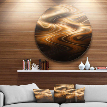 Brown Curved Waves Texture - Abstract Circle Metal Wall Decor